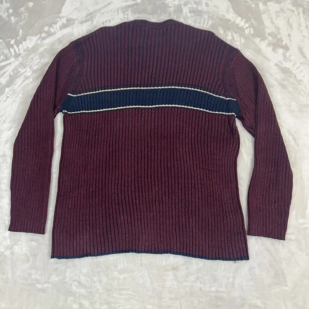 VTG Ribbed Sweater Mens Large Red Grunge Preppy Ivy League Retro Y2K Normcore - Picture 9 of 10
